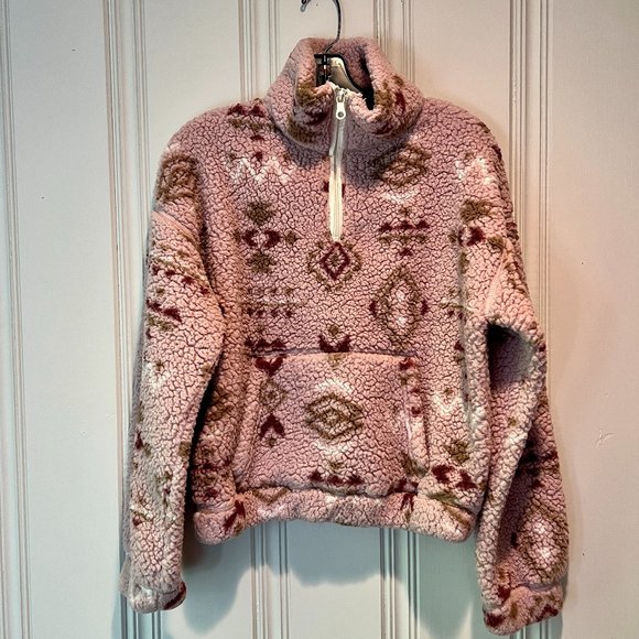 Love Tree Pink Aztec Print Super Plush Pullover 1/4 Zip Top - Picture 1 of 13